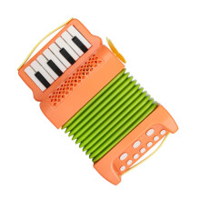 Akkordeon Musical Instrument for Beginners, Performance-Ready Plastic Accordion in Orange, Lightweight and Durable