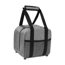 Bowling Ball Bag Gray Waterproof Oxford Fabric with Padded Handle Large Compartment Adjustable Belt Foam Holder Mesh Pocket