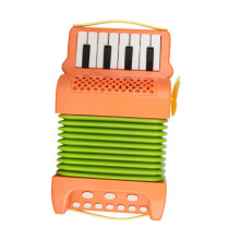 Accordion Musical Instrument for Children, Orange Plastic, Nursery Performance Size, Lightweight Design