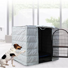 Dog Kennel Heat Cover for Wire Crates, Insulated Rainproof Cover, Wind Protection, Grey 125x95x110cm