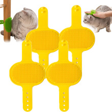Silicone Grooming Strap Pad for Cats - 4PCS Self Groomer Cat Rubbing Post, Yellow Indoor Cat Grooming Tool
