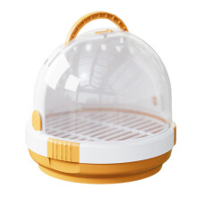 Bird Transport Cage 18x18x16 cm, Transparent, Breathable, Lockable Carrier Bag for Budgies and Cockatiels, Orange