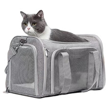Foldable Dog Crate for Travel | Soft Dog Carrier for Small to Medium Dogs and Cats, Gray, Lightweight and Portable