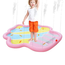 Sprinkler Spielmatte Für Kinder - Flaches Wasserspielbecken Mit Interaktivem Hundespielplatz Für Mädchen Ab 3 Jahren