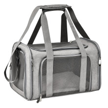 Travel Kennel for Dogs - Large Expandable Soft Backpack Carrier for Cats, Foldable Hard Bag, Escape Proof, Gray