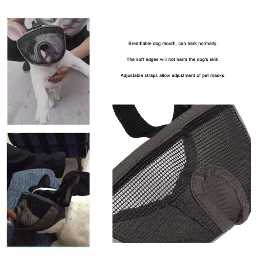 Verstellbares Mesh-Bullterrier-Maulkorb zum Training, Grau, L 2
