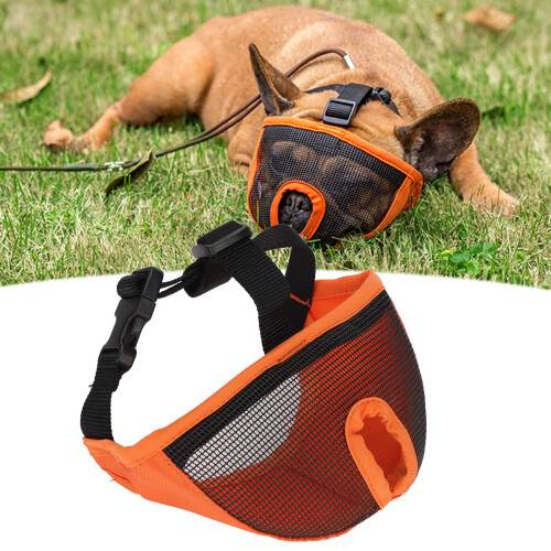 Verstellbare Bulldoggen-Netzmuzzle zum Training, Orange, Größe L