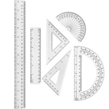 Plastic Clear Ruler Mathematics Set 6 Pieces Protractor Triangle Rulers 12 Inch 6 Inch Straight Ruler Geometry Tool