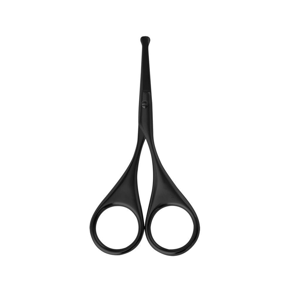 Black Premium Nose Hair Scissors, 9 Cm Curved Safety Blades For Trimming Facial Hair, Ear Hair, Eyebrows,