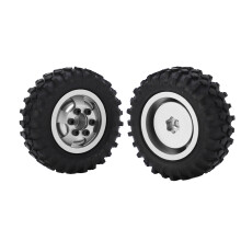 2 Stück 55mm Metallrad Felgen & Gummireifen Set für 1/24 RC Auto Silber