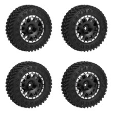 4 Stück 55mm Gummireifen & 12-Speichen Metallfelgen Satz für 1/24 RC Auto