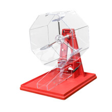 Lucky Ball Machine Bingo Cage Lottery Game Gift Manual Number Selector Pull Toy for Family Game Night, Red