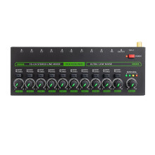 Professional 10 Channel Sound Mixer with Low Noise, RGB LED Lights, Stereo Switch, EU Plug for Sub Mixing