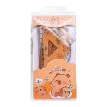 Cute Cartoon Rulers Set - Capybara Geometry Protractor and Triangle Ruler for Kids, Students, and Girls, 4-Piece Stationery Set