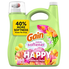 Gain Happy Flytende Klesmykner - hibiskusduft, 40% mer mykningsingredienser, Trygt for alle vaskemaskiner