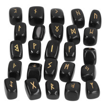 Stilvolles Obsidian-Runensteine-Set Antike Runen Feinste Handwerkskunst Einzigartiges Design