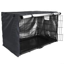 Dog Crate Cover Black, Waterproof Oxford Material, Fits Most Wire Dog Crates, 61 cm (24 Inch), Indoor Outdoor Use