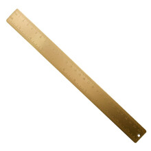 Brass Ruler 30 cm - Golden Vintage Metal Measuring Tool with Double Scale for Students, Drawing, and Bookmark Use