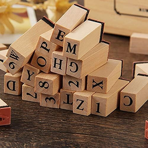 Digital Seal Stationery Gift Diary Decoration - DIY Handmade Rectangular Letter Stamp with Typewriter Font Design 1
