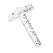 6 Inch Junior T Square Ruler, Transparent Acrylic T Ruler, Graduated Measurements in Inch and Metric, Clear Plastic T Square