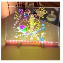 LED Drawing Board, 30x20 CM Light-Up Doodle Desk with Stand and 7 Markers, Magic Erasable Writing Surface