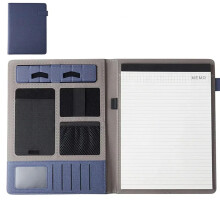 Schreibmappe Ringbuch Reißverschluss Multifunktionale Leder Aktentasche Business Organizer Blau A4 Format