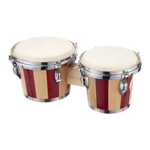 Wooden Bongo Drums 17.78 Inches Wooden Hand Drum for Kids and Adults | Portable Red and White Bongo Drums