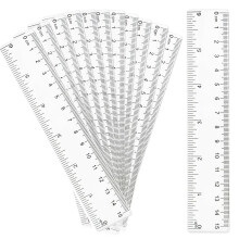 Transparent Plastic Ruler Set, 11 Pieces, 6 Inch Shatterproof Straight Rulers for Students, Classroom, Office Use