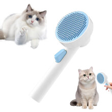 Cat Brush for Shedding, Stainless Steel Grooming Comb, Cat Massage Brush, Sky Blue Pet Care Tool for Smooth Fur