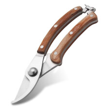 Garden Shears - Professional Hand Secateurs with Stainless Steel Blades and Tree Trunk Handle for Gardening and Pruning