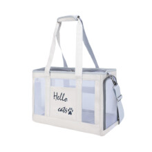 Pet Carrier for Dogs and Cats, Portable Mesh Holder Bag for Hiking, Outdoor Travel, Breathable White Design