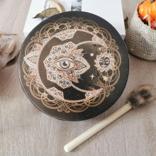 Shaman Drum High-Quality Handmade Frame Drum 9.84 Inch Black Hand Drums for Yoga Meditation Sound Healing Decor 25x5cm