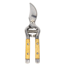 Stainless Steel Pruning Shears with Wooden Handle, Heavy-Duty Garden Shears for Lawn and Flower Care