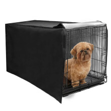 Dog Kennel Cover, Waterproof Indoor and Outdoor Dog Cage Cover for 24 36 42 Inch Wire Dog Crates with Double Door, Black