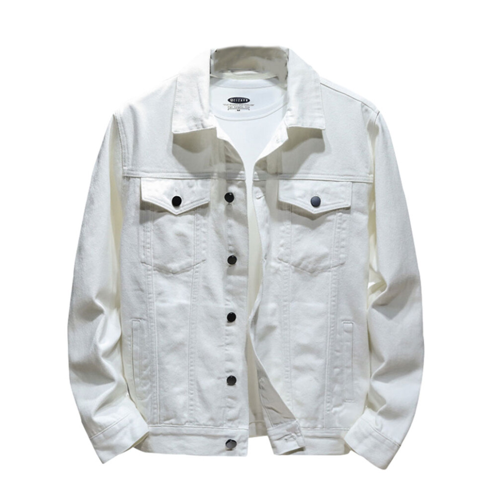 (white, XL) Denim Jacket For Men Stay On-trend With Classic Denim Jacket White-image-OPC-PK5RD8J-NEW