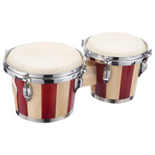 Bongo Drum for Children, 6 Inch and 7 Inch Wooden Bongos, Educational Percussion Instrument in Red and White for Beginners