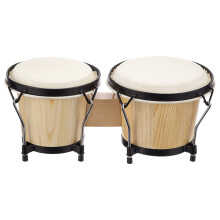 Wooden Bongos - Professional 6 Inch and 7 Inch Wooden Bongo Drums for Beginners, Percussion Musical Instrument, Natural Wood Color
