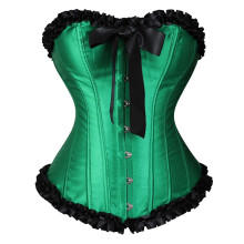 Women's Full Breast Patent Leather Corset Top Bustier Shapewear L Green Strong Shaping with Bra Size L