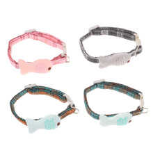 Adjustable Cat Collar Set 4 Pieces Fish Design Durable Safe Pet Accessories for Kittens Various Colors