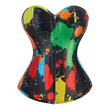 Women's Gothic Corset Top Size 34-36 in Splash Color, Vintage Style, Adjustable Lace-up Design