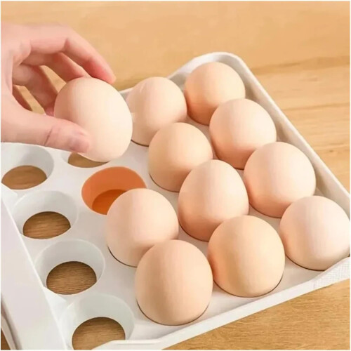 Automatic Egg Holder with Rolling Function, Double-Layer Egg Organizer, Refrigerator Storage Container, Egg Basket 1