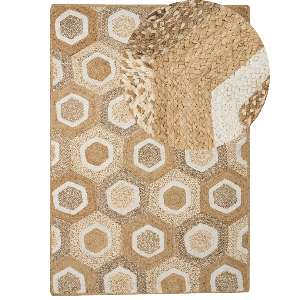 Beliani Rug Basoren Beige 160 X 230 Cm Jute