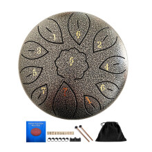 6 Inch 11 Note Steel Tongue Drum Percussion Instrument Hand Drum for Music Education Outdoor Use with Finger Paddles and Sticks