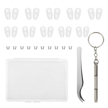 Accessory Kit for Repairing Glasses, Non-Slip Silicone Nose Pads, Screws, Tweezers, and Cleaning Cloth for Eyeglasses