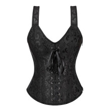 Corset Top Women's Underbust Padded Cotton Bustier Waist Belt Sexy Elegant Undershirts Black XL A0263 2024