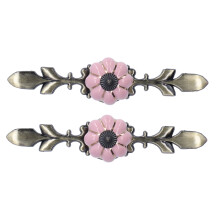 2 Stück handbemalte pinke Kürbis-Schubladenknöpfe Keramik Schrankgriffe 4cm