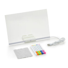 Acrylic Message Board with Colorful Markers, 15x15cm DIY Light-Up Drawing Board for Kids, Reusable LED Sign