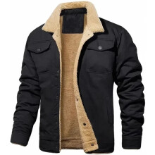 (Black, UK 4XL=Tag 5XL) Men's Army Tactical Fleece Jacket – Warm Outdoor Winter Bomber Coat for Camping