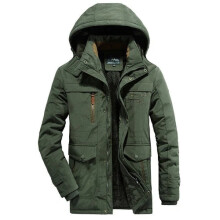 (Army Green, UK L=Tag XL) Men's Winter Fur Lined Jacket Parkas Waterproof Hooded Long Thick Warm Outerwear