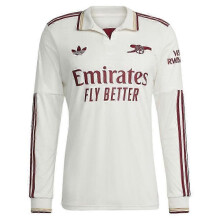 (Large 42-44 inch Chest, White) 2025-2026 Arsenal Long Sleeve Third Shirt